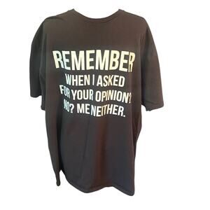 Remember When I Asked For Your Opinion? No?‎ Me Neither Funny T-shirt Men’s 2XL